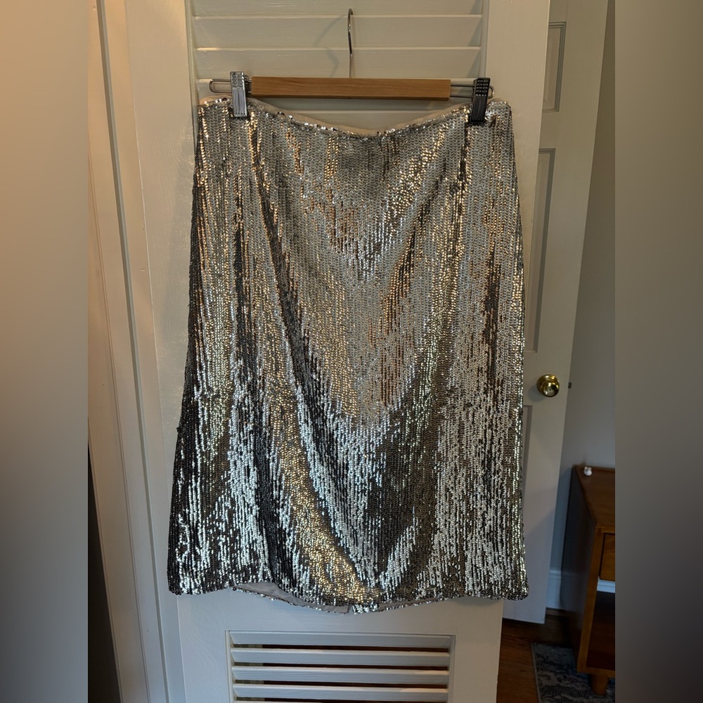 J Crew silver sequin skirt size 8